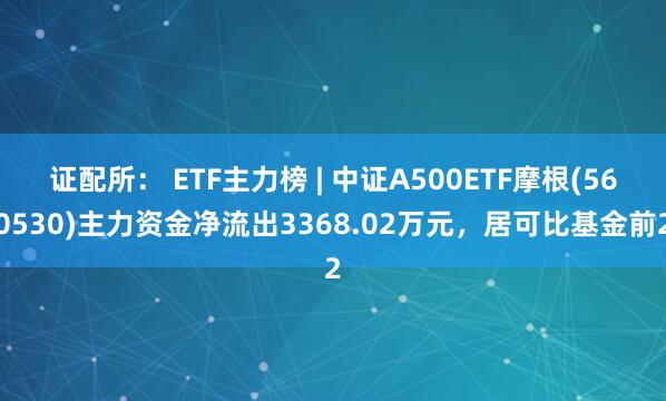 证配所： ETF主力榜 | 中证A500ETF摩根(560530)主力资金净流出3368.02万元，居可比基金前2