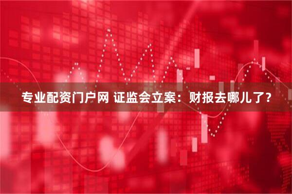 专业配资门户网 证监会立案：财报去哪儿了？