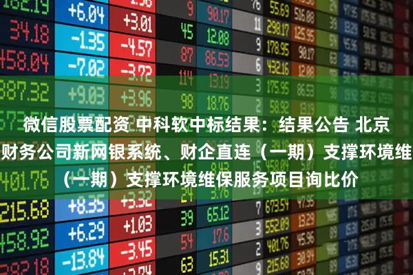 微信股票配资 中科软中标结果：结果公告 北京金隅财务有限公司财务公司新网银系统、财企直连（一期）支撑环境维保服务项目询比价